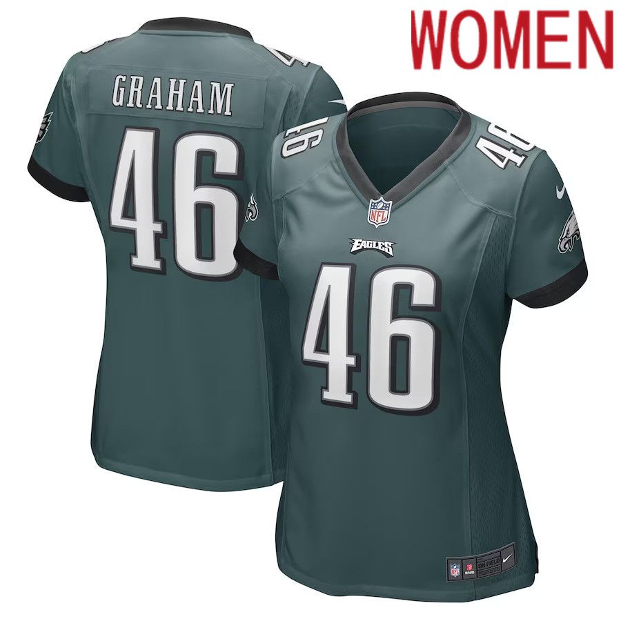 Women Philadelphia Eagles #46 Jaeden Graham Nike Midnight Green Game Player NFL Jersey->women nfl jersey->Women Jersey